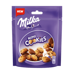 MILKA Mini Cookies with pieces of chocolate partially covered with milk chocolate, 100g